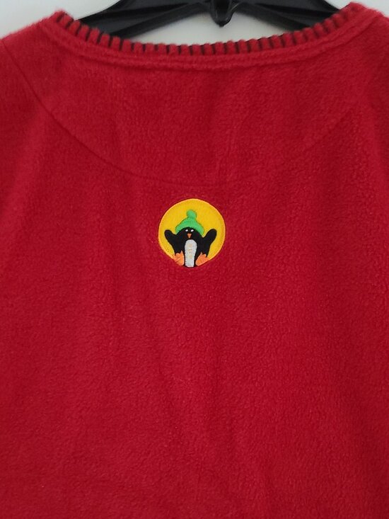 CATHY DANIELS RED FLEECE CHRISTMAS PULLOVER WITH PENGUINS SIZE L - Picture 4 of 9